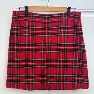 J. Crew Vibrant Red Tartan Mini Skirt
